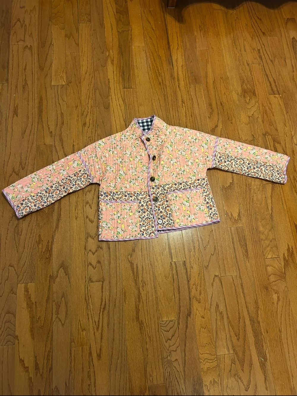 See and Be Seen Reversible Quilted Floral & Gingham Jacket Size Medium NWT - Picture 4 of 9